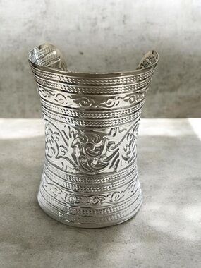 🔥🔥🆕Silver Engraved Wide Cuff Bracelet